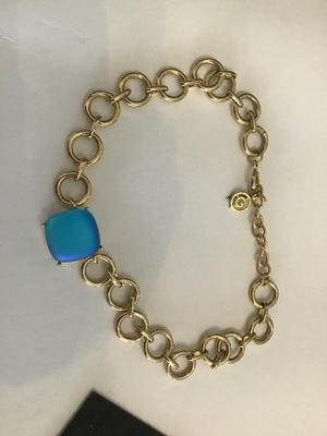 Rare Givenchy Vintage Blue Iridescent France Gold Tone