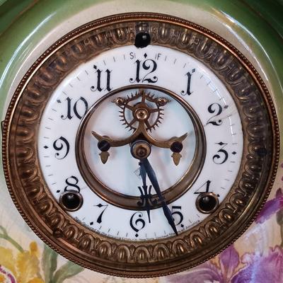 LOT 1: Ansonia Clock Co. Royal Bonn La Orb Mantel Clock