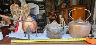 Copper Collection 3 Antique Teapots