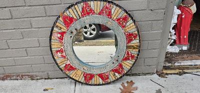 Vintage carnival game wheel made into a mirror