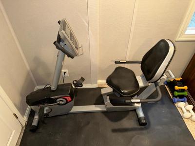 SCHWINN ERGONOMIC STATIONARY EXERCISE BIKE PLUS HAND WEIGHTS AND BALL