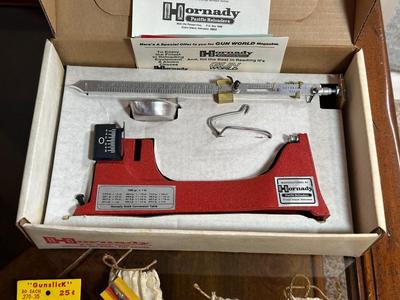 HORNADY MODEL M DELUXE SCALE FOR RELOADING, BORE CLEANING BRUSHES AND GUN CLEANING PATCHES