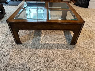 SQUARE 4 PANE WOOD FRAMED COFFEE TABLE