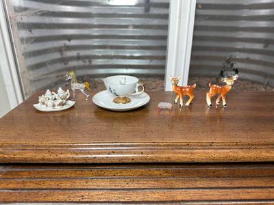DISNEY PRODUCTIONS TEACUP AND SAUCER, OCCUPIED JAPAN MINIATURE TEA SET PLUS MORE
