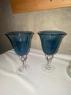 HOUR GLASS SHAPED DECANTER, CORSICA HOME GOBLETS, & HEAVY GLASS WHALE