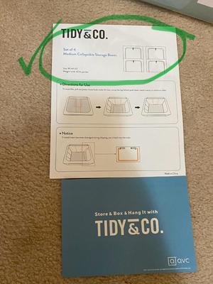 TIDY & CO. (4) MEDIUM COLLAPSIBLE STORAGE BOXES AND TABLE PAD