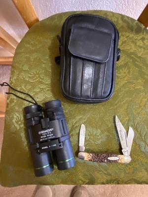 SIMMONS 10 X 25 WIDE ANGLE BINOCULAR & REMINGTON KNIFE