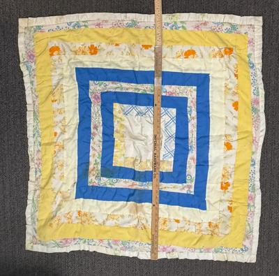 Handmade Square Quilt Yellow & Blue 40" x 40"