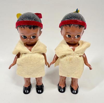 2 pc Lot of Vintage Knickerbocker Native American Indian Dolls 6" tall