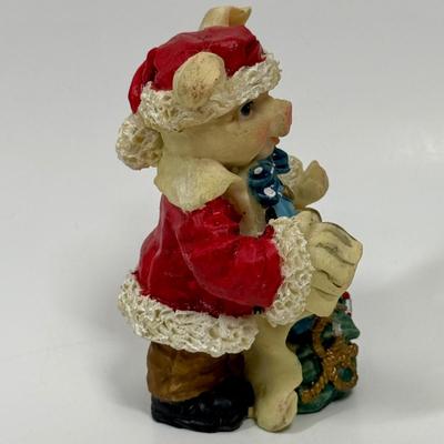 Christmas Pig Figurine