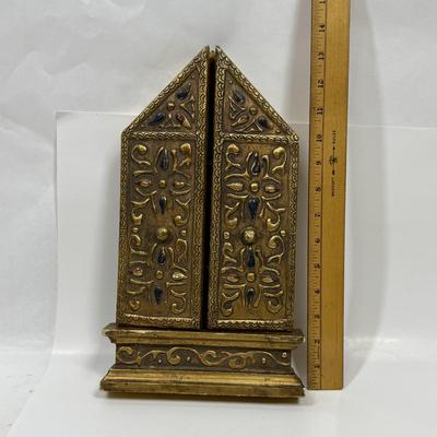 Antique Vintage Triptych - Florentine Gilded Wooden Icon, Madonna Virgin and Child, angels