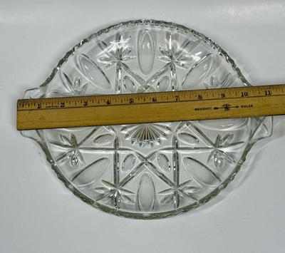 Vintage Anchor Hocking Pressed Glass Cross and Olive Serving Platter With Handles