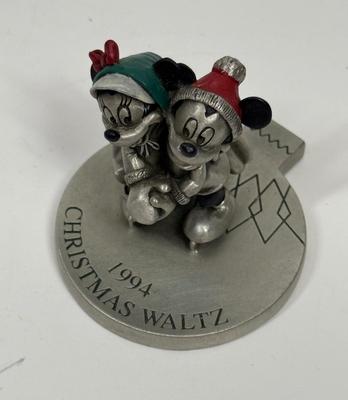 Disney Hudson Fine Pewter Mickey and Minnie Christmas Waltz 1994*RETIRED*