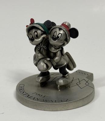 Disney Hudson Fine Pewter Mickey and Minnie Christmas Waltz 1994*RETIRED*