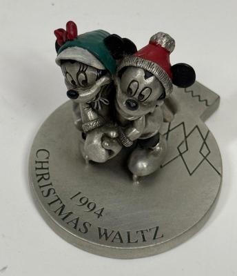 Disney Hudson Fine Pewter Mickey and Minnie Christmas Waltz 1994*RETIRED*