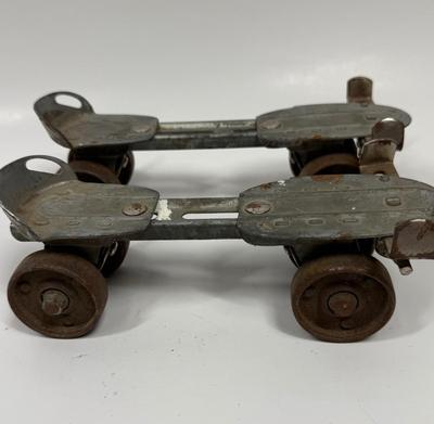 Vintage Strap-on Ware Brothers Metal Roller Skates