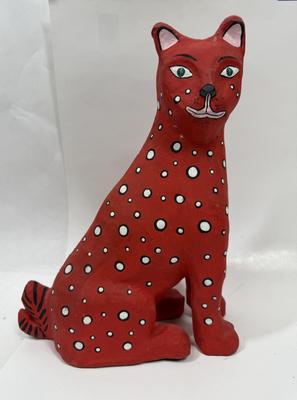 Vintage Oaxaca Mexican-Folk Art Style Papier-Mache Cat
