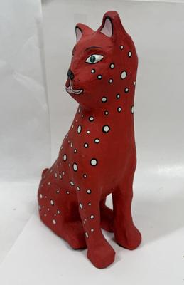 Vintage Oaxaca Mexican-Folk Art Style Papier-Mache Cat