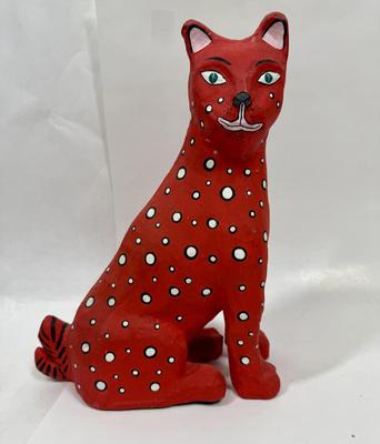 Vintage Oaxaca Mexican-Folk Art Style Papier-Mache Cat