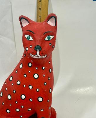 Vintage Oaxaca Mexican-Folk Art Style Papier-Mache Cat