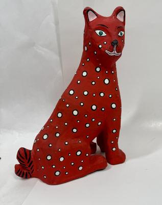 Vintage Oaxaca Mexican-Folk Art Style Papier-Mache Cat