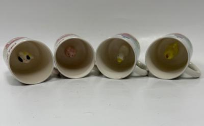 Set of 4 Vintage OLD MacDONALD mugs cups made Japan with animal at the bottom of cup