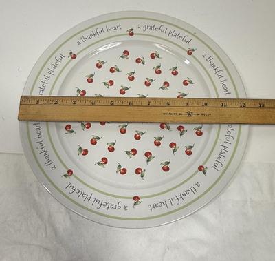 Hallmark Cherry Grateful Plateful Ceramic Platter Plate with description on back