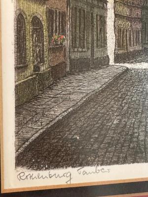 Framed Original Etching of “Rothenburg Tauber" by Ernst Geissendorfer