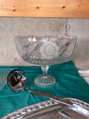 AL DISH, PEWTER PLATTER, LADEL, LARGE GLASS PLATTER