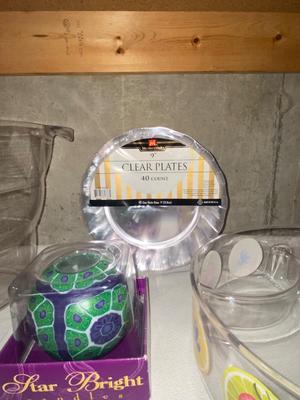 OUTDOOR PARTY DISHES AND CANDLE