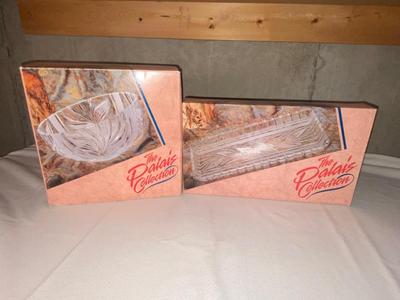 NIB IMPERIAL CRYSTALS THE PALAIS COLLECTION FULL LEAD CRYSTAL SERVING DISHES