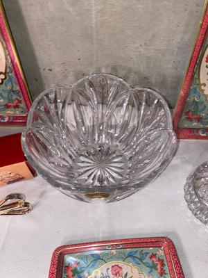 BEAUTIFUL LEAD CRYSTAL BOWL, ROYAL SILVER PLATED TONGS, AND MORE!