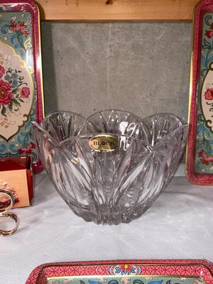 BEAUTIFUL LEAD CRYSTAL BOWL, ROYAL SILVER PLATED TONGS, AND MORE!