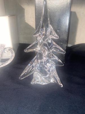 LEAD CRYSTAL HOLIDAY SLEIGH CREAM AND SUGAR CONTAINER AND CENTER PIECES, ALSO TRINKET BOX, CANDLES , AND MORE