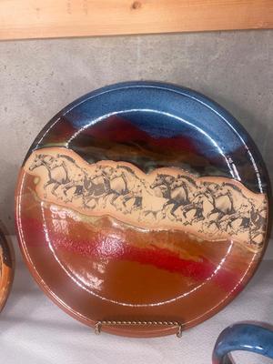 COMPLETE 4 PLACE SETTING OF ALWAYS AZUL POTTERY DINNERWARE