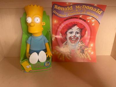 VINTAGE BART SIMPSON STILL IN PACKAGE AND RONALD MCDONALD COLORING BOOK