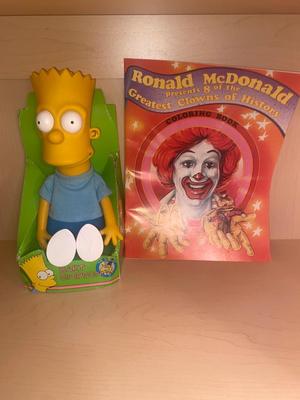 VINTAGE BART SIMPSON STILL IN PACKAGE AND RONALD MCDONALD COLORING BOOK
