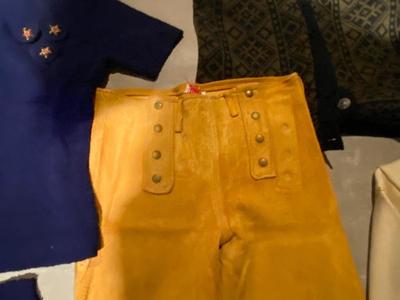 VINTAGE LEATHER PANTS, LETTER SWEATER AND OTHER VINTAGE CLOTHING