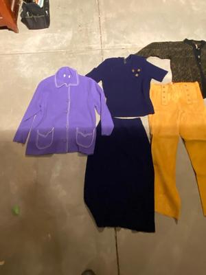 VINTAGE LEATHER PANTS, LETTER SWEATER AND OTHER VINTAGE CLOTHING