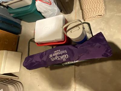 PATIO TABLES, COOLERS, FOLDING CHAIR