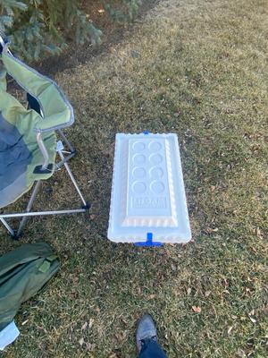 VERY KUSH LAWN CHAIRS, STYROFOAM COOLER AND SLEEPING BAG