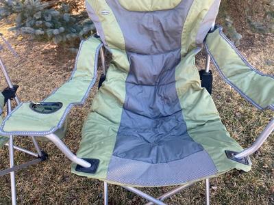 VERY KUSH LAWN CHAIRS, STYROFOAM COOLER AND SLEEPING BAG