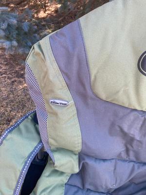 VERY KUSH LAWN CHAIRS, STYROFOAM COOLER AND SLEEPING BAG