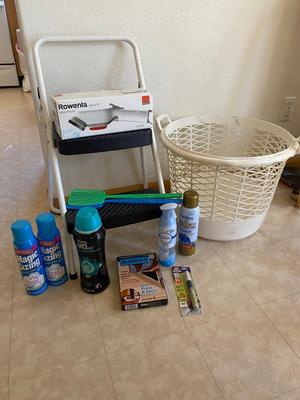 STEP STOOL, LAUNDRY BASKET, STARCH, STEAMER, DOWNY UNSTOPPABLES AND MORE