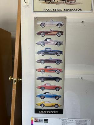 2 TIN SIGNS WITH RAISED ILLUSTRATIONS
