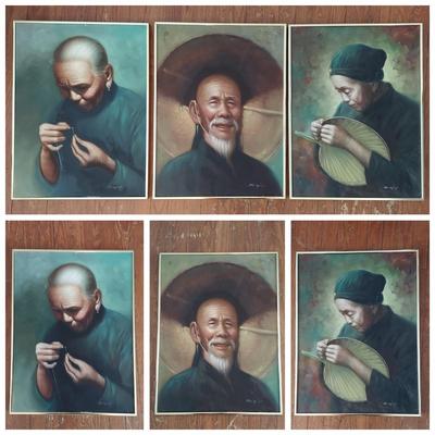 Three Signed Asian Portrait Paintings (LR-KD)