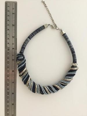 Blue navy blue dark blue collar bib like necklace