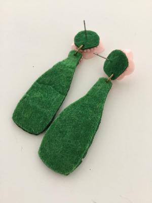 Beautiful pink green bottle fashion earrings