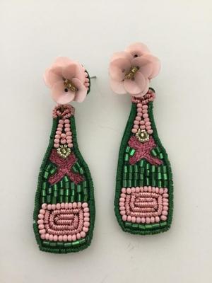 Beautiful pink green bottle fashion earrings