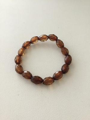 Light brown plastic beaded stretchy fashion bracelet